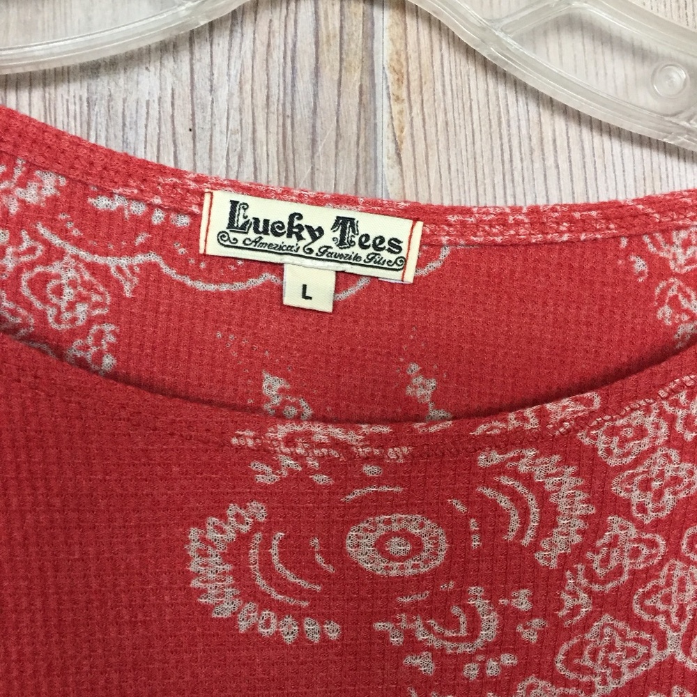 Lucky Brand Light Waffle Weave Top L - Picture 3 of 9